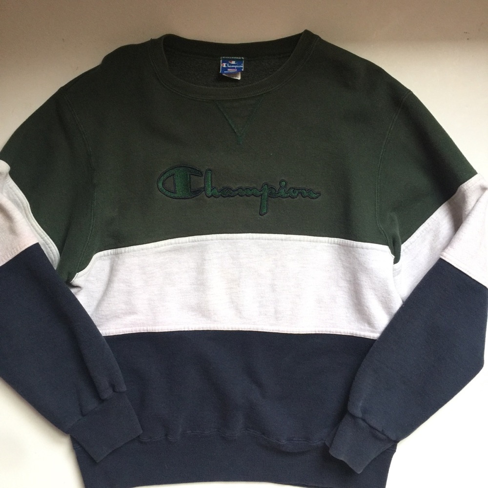 Vintage 90s Champion Reverse Weave Tri-color Stacked Sweatshirt